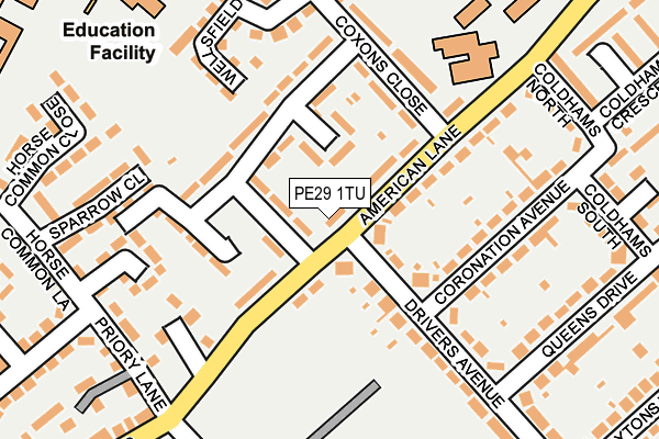 PE29 1TU map - OS OpenMap – Local (Ordnance Survey)