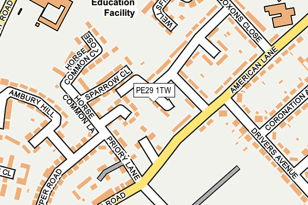 PE29 1TW map - OS OpenMap – Local (Ordnance Survey)