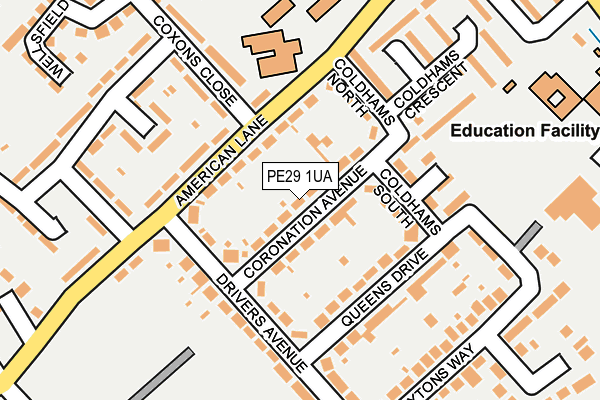 PE29 1UA map - OS OpenMap – Local (Ordnance Survey)