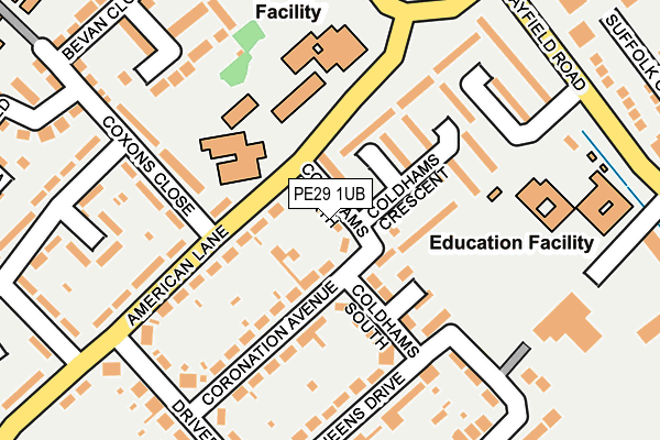 PE29 1UB map - OS OpenMap – Local (Ordnance Survey)