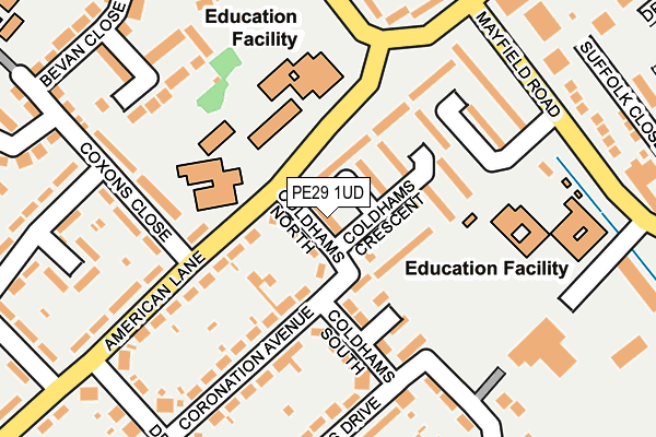 PE29 1UD map - OS OpenMap – Local (Ordnance Survey)