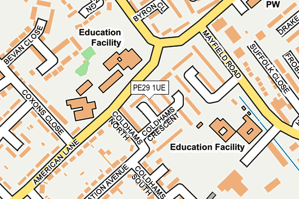 PE29 1UE map - OS OpenMap – Local (Ordnance Survey)