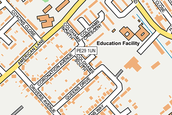 PE29 1UN map - OS OpenMap – Local (Ordnance Survey)