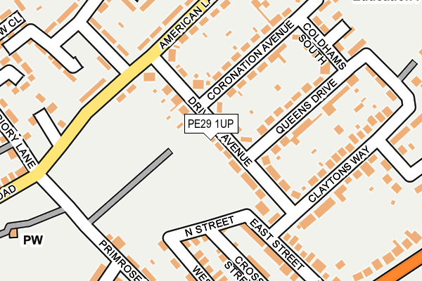 PE29 1UP map - OS OpenMap – Local (Ordnance Survey)