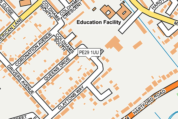 PE29 1UU map - OS OpenMap – Local (Ordnance Survey)