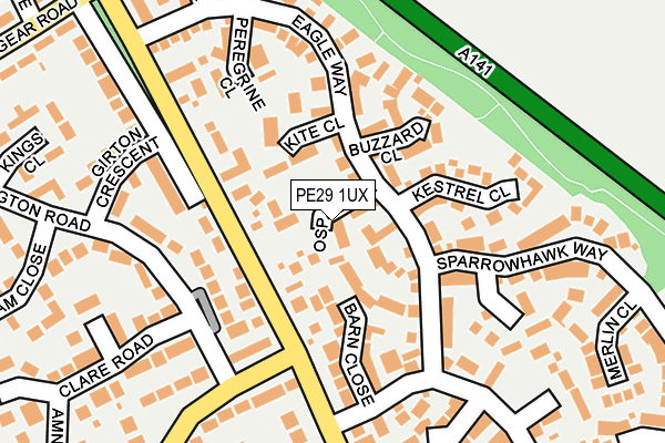PE29 1UX map - OS OpenMap – Local (Ordnance Survey)