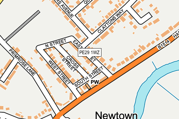 PE29 1WZ map - OS OpenMap – Local (Ordnance Survey)