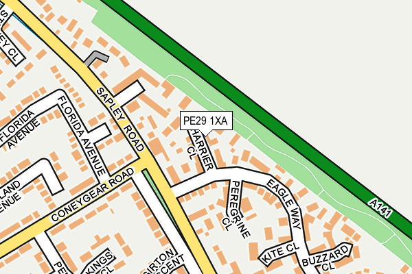 PE29 1XA map - OS OpenMap – Local (Ordnance Survey)