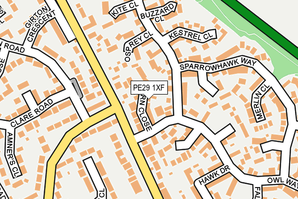 PE29 1XF map - OS OpenMap – Local (Ordnance Survey)