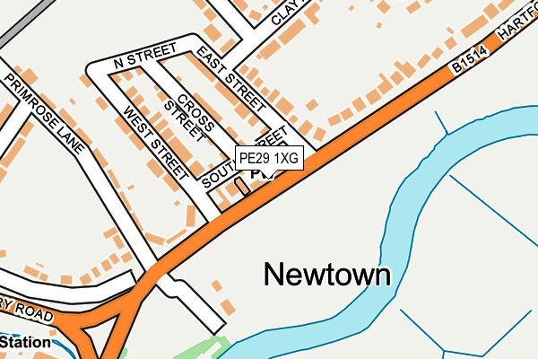 PE29 1XG map - OS OpenMap – Local (Ordnance Survey)