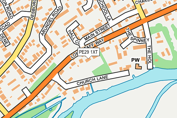 PE29 1XT map - OS OpenMap – Local (Ordnance Survey)