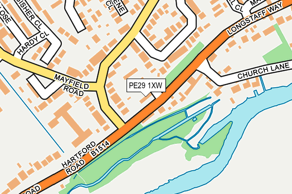 PE29 1XW map - OS OpenMap – Local (Ordnance Survey)