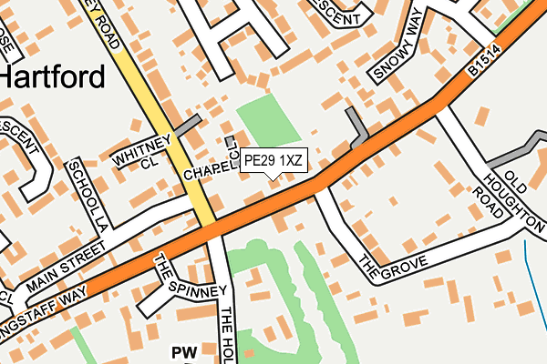 PE29 1XZ map - OS OpenMap – Local (Ordnance Survey)