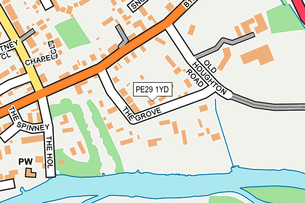 PE29 1YD map - OS OpenMap – Local (Ordnance Survey)