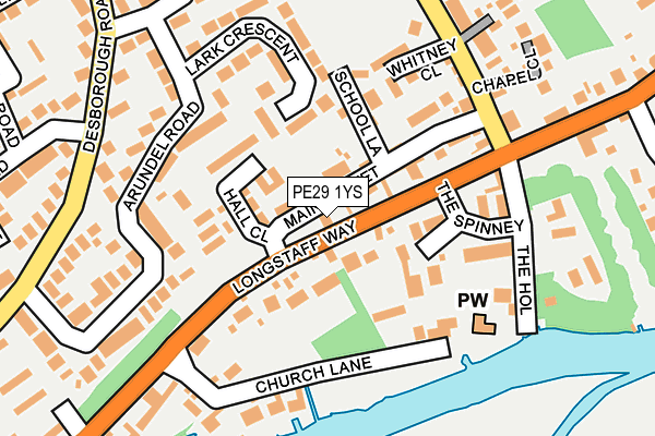 PE29 1YS map - OS OpenMap – Local (Ordnance Survey)