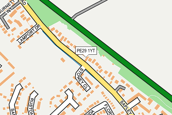 PE29 1YT map - OS OpenMap – Local (Ordnance Survey)