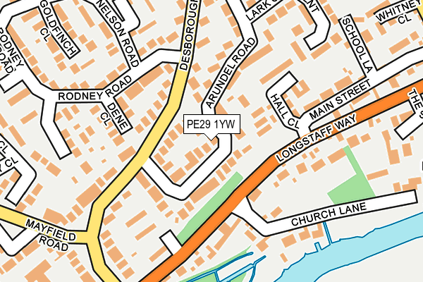 PE29 1YW map - OS OpenMap – Local (Ordnance Survey)