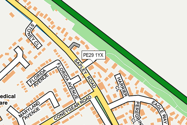 PE29 1YX map - OS OpenMap – Local (Ordnance Survey)