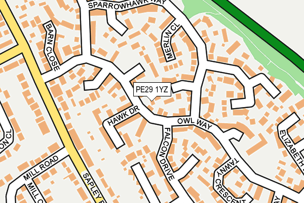 PE29 1YZ map - OS OpenMap – Local (Ordnance Survey)