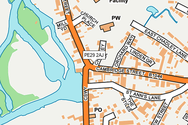 PE29 2AJ map - OS OpenMap – Local (Ordnance Survey)