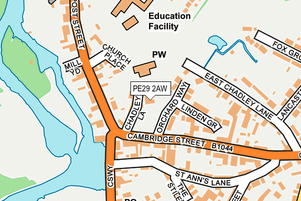 PE29 2AW map - OS OpenMap – Local (Ordnance Survey)
