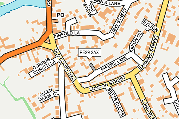 PE29 2AX map - OS OpenMap – Local (Ordnance Survey)