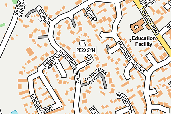 PE29 2YN map - OS OpenMap – Local (Ordnance Survey)