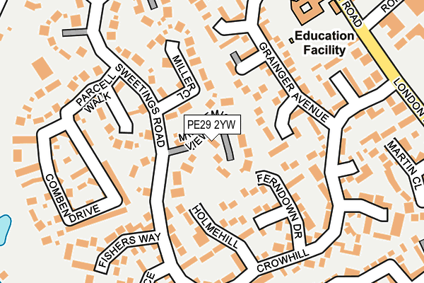 PE29 2YW map - OS OpenMap – Local (Ordnance Survey)