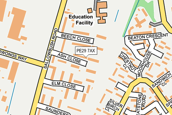 PE29 7AX map - OS OpenMap – Local (Ordnance Survey)