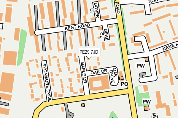 PE29 7JD map - OS OpenMap – Local (Ordnance Survey)