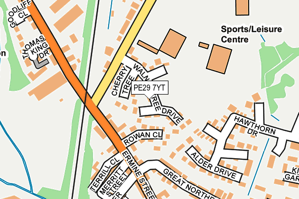 PE29 7YT map - OS OpenMap – Local (Ordnance Survey)