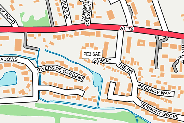 PE3 6AE map - OS OpenMap – Local (Ordnance Survey)