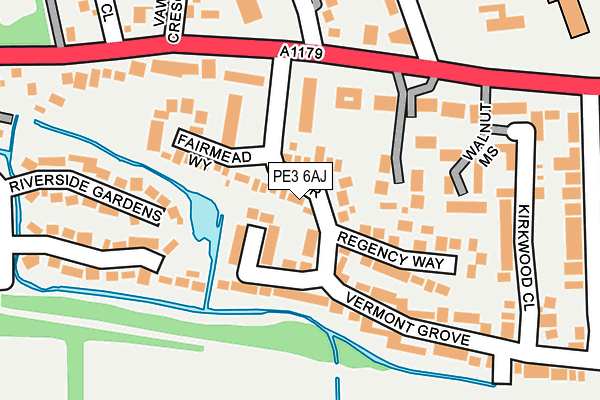 PE3 6AJ map - OS OpenMap – Local (Ordnance Survey)