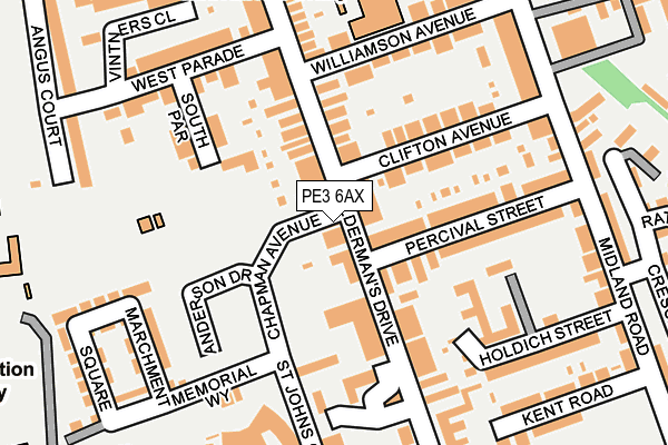 PE3 6AX map - OS OpenMap – Local (Ordnance Survey)
