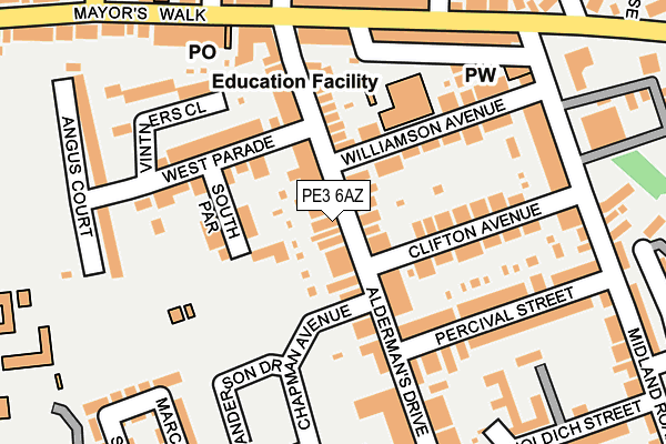 PE3 6AZ map - OS OpenMap – Local (Ordnance Survey)