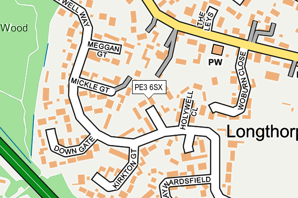 PE3 6SX map - OS OpenMap – Local (Ordnance Survey)