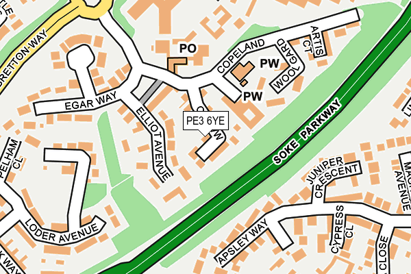 PE3 6YE map - OS OpenMap – Local (Ordnance Survey)