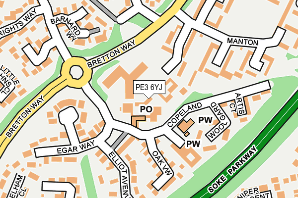 PE3 6YJ map - OS OpenMap – Local (Ordnance Survey)