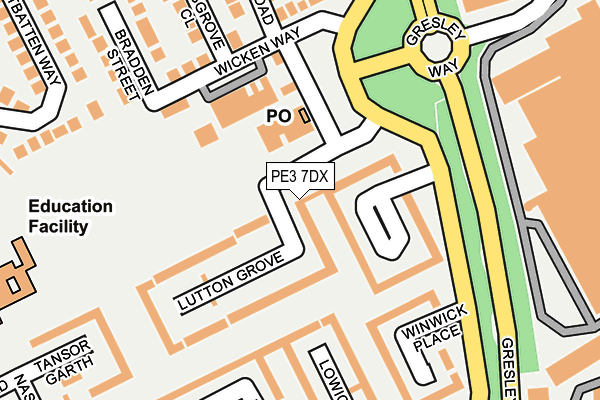 PE3 7DX map - OS OpenMap – Local (Ordnance Survey)