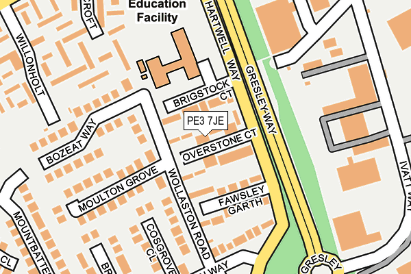 PE3 7JE map - OS OpenMap – Local (Ordnance Survey)