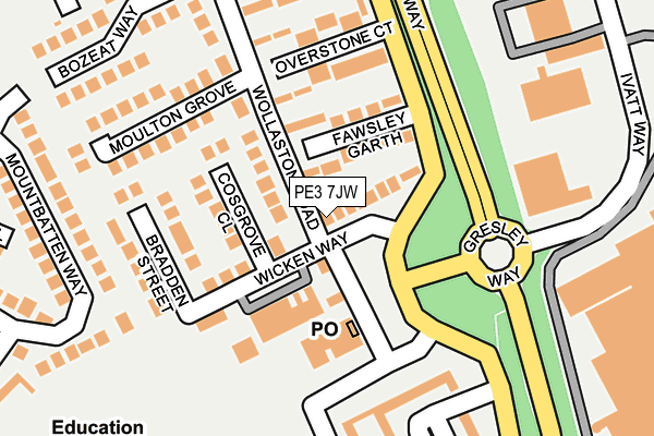 PE3 7JW map - OS OpenMap – Local (Ordnance Survey)
