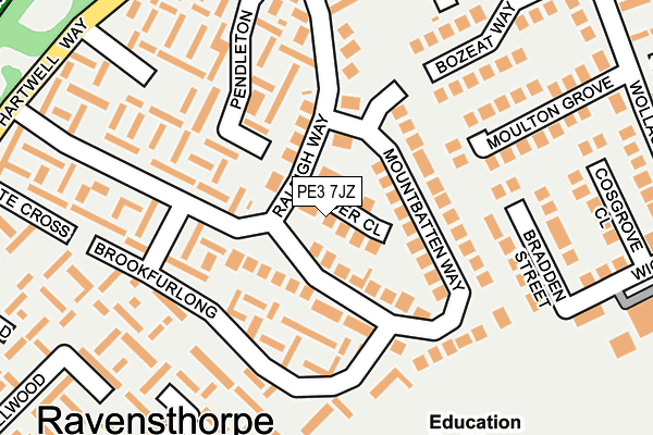 PE3 7JZ map - OS OpenMap – Local (Ordnance Survey)