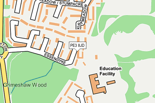 PE3 8JD map - OS OpenMap – Local (Ordnance Survey)