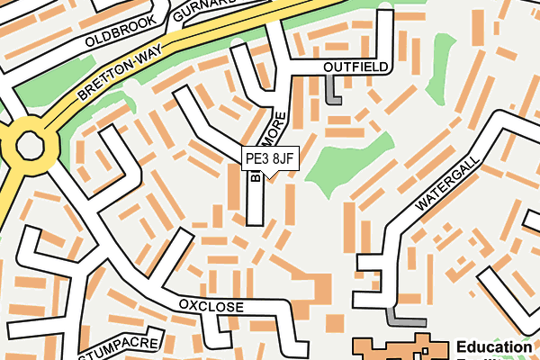 PE3 8JF map - OS OpenMap – Local (Ordnance Survey)