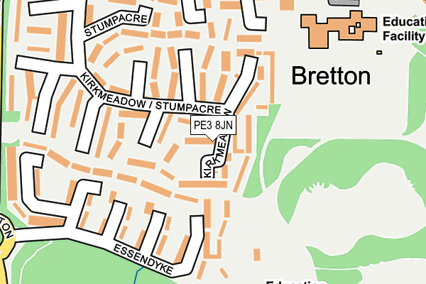 PE3 8JN map - OS OpenMap – Local (Ordnance Survey)
