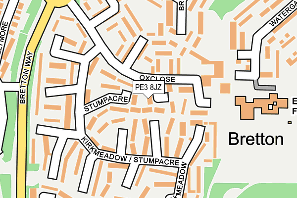PE3 8JZ map - OS OpenMap – Local (Ordnance Survey)