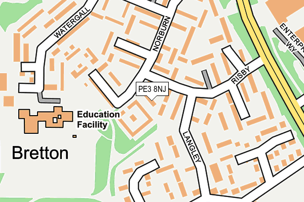 PE3 8NJ map - OS OpenMap – Local (Ordnance Survey)