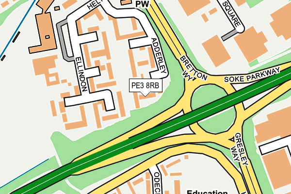 PE3 8RB map - OS OpenMap – Local (Ordnance Survey)