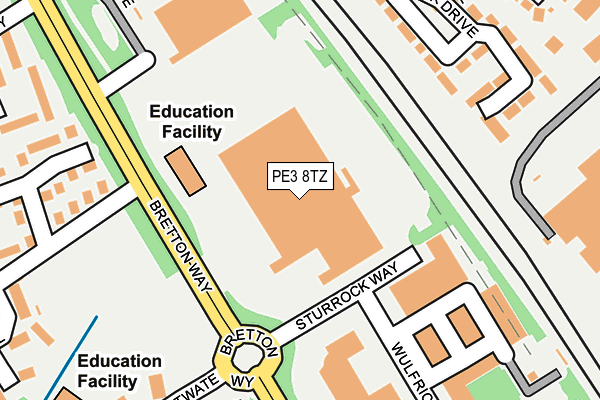 PE3 8TZ map - OS OpenMap – Local (Ordnance Survey)