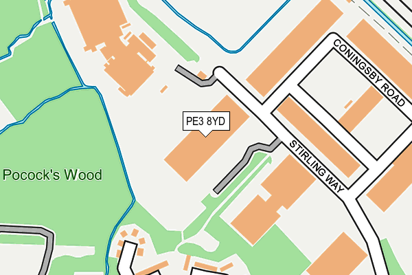 PE3 8YD map - OS OpenMap – Local (Ordnance Survey)